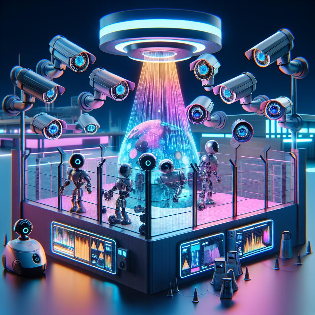 Kaameratega ümbritsetud turvaala, kus AI analüüsib reaalajas toimuvat ja eristab sündmusi