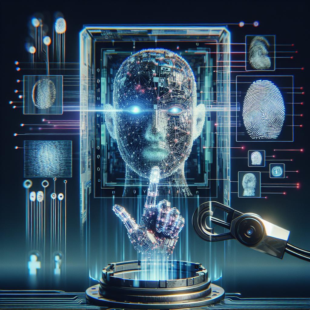 Biomeetrilise tuvastuse ja digitaalsete kontrollide visualiseerimine, sümboliseerides turvalist automatiseerimist ja vastavust